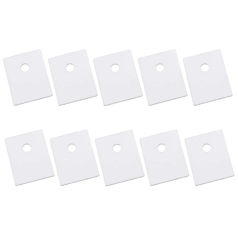 PZRT 10PCS White Ceramic Sheet High Thermal Conductivity Alumina Ceramic Sheet Ceramic Insulating Gasket 22x28x0.6MM Perforated Ceramic Transistor SCR Thyristor Insulators for IC MOS Triodes - Image 1